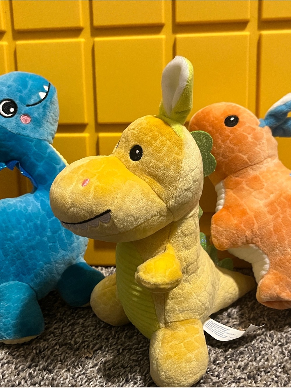 Plush Yellow Dino Stuffed Toy - Soft Kids Plushie - Picture 2 of 7